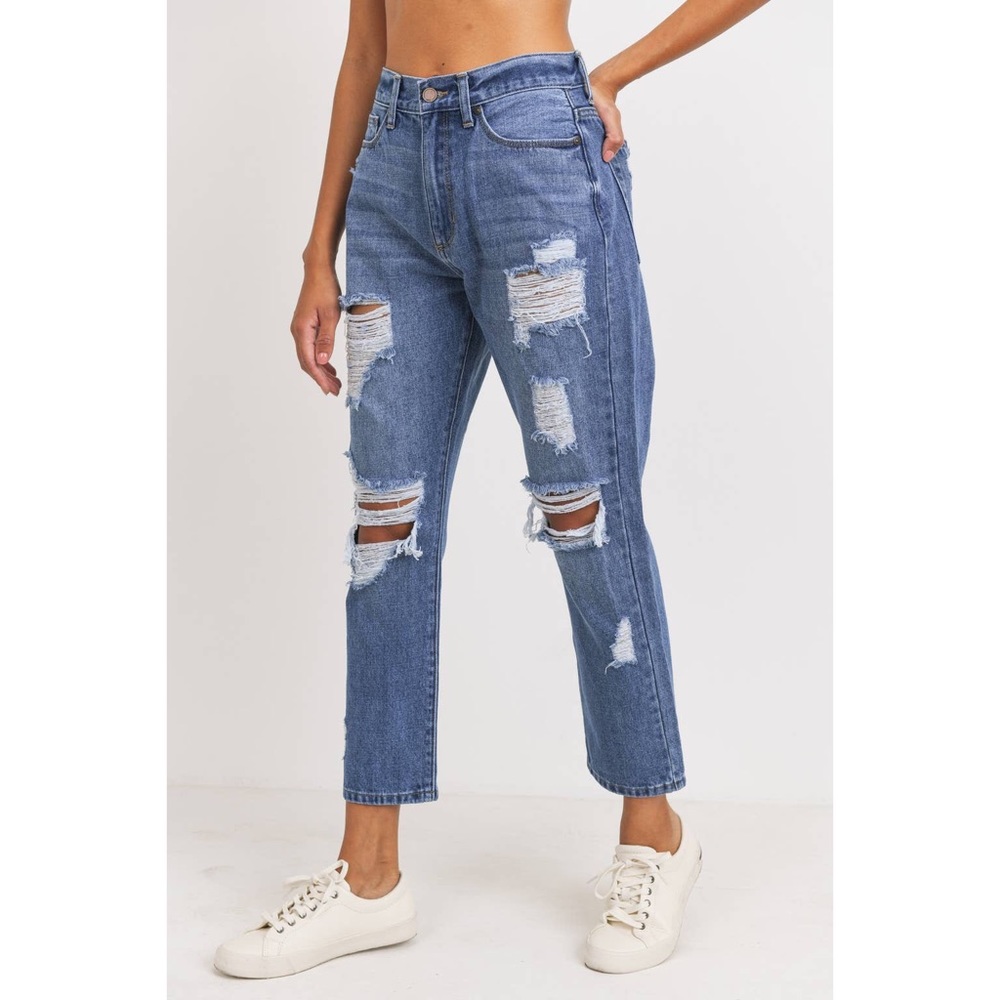 CLEARANCE Kaya Super Destroyed Girlfriend Denim Jeans - Picture 6 of 9